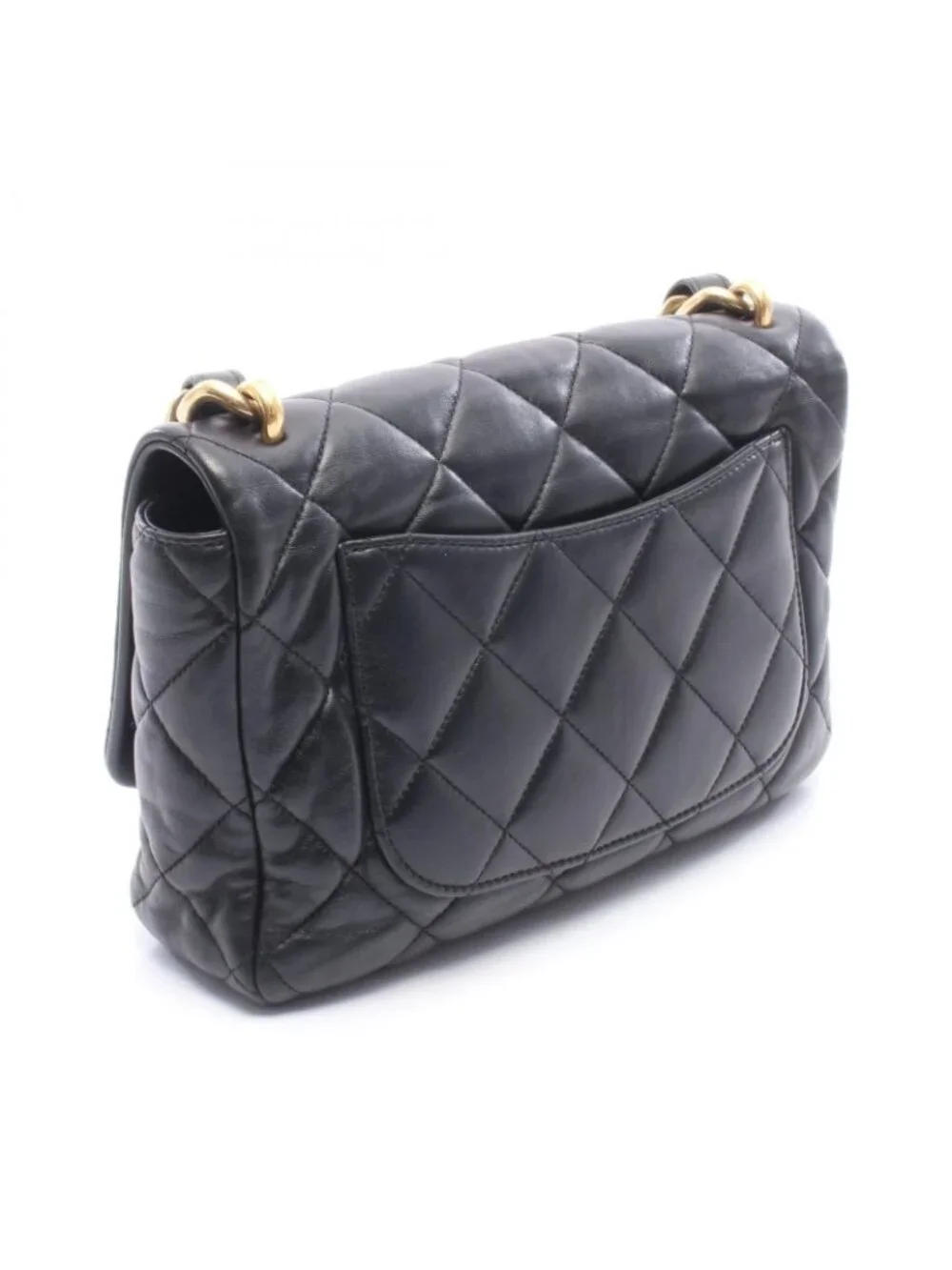 Chanel Shoulder Bag Quilted Black Lambskin Chain